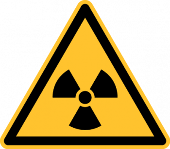 "Warnung vor radioaktiven Stoffen oder ionisierenden Strahlen" - DIN EN ISO 7010, W003