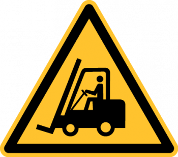 "Warnung vor Gabelstapler und anderen industriellen Fahrzeugen" - DIN EN ISO 7010, W014