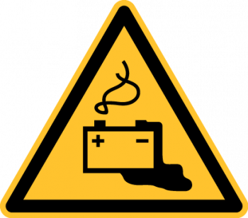 "Warnung vor Gefahren durch Batterien" - DIN EN ISO 7010, W026